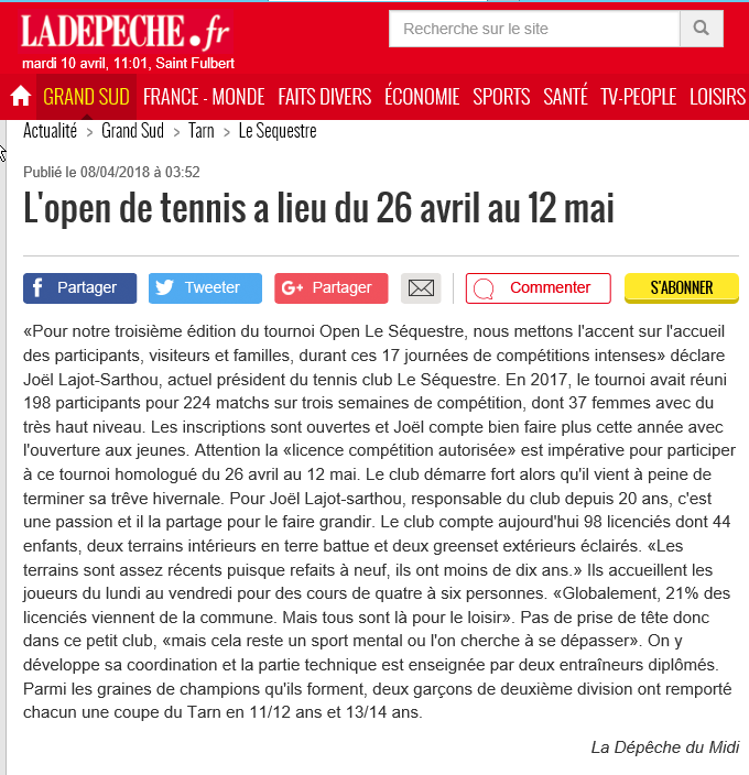 La depeche article open1